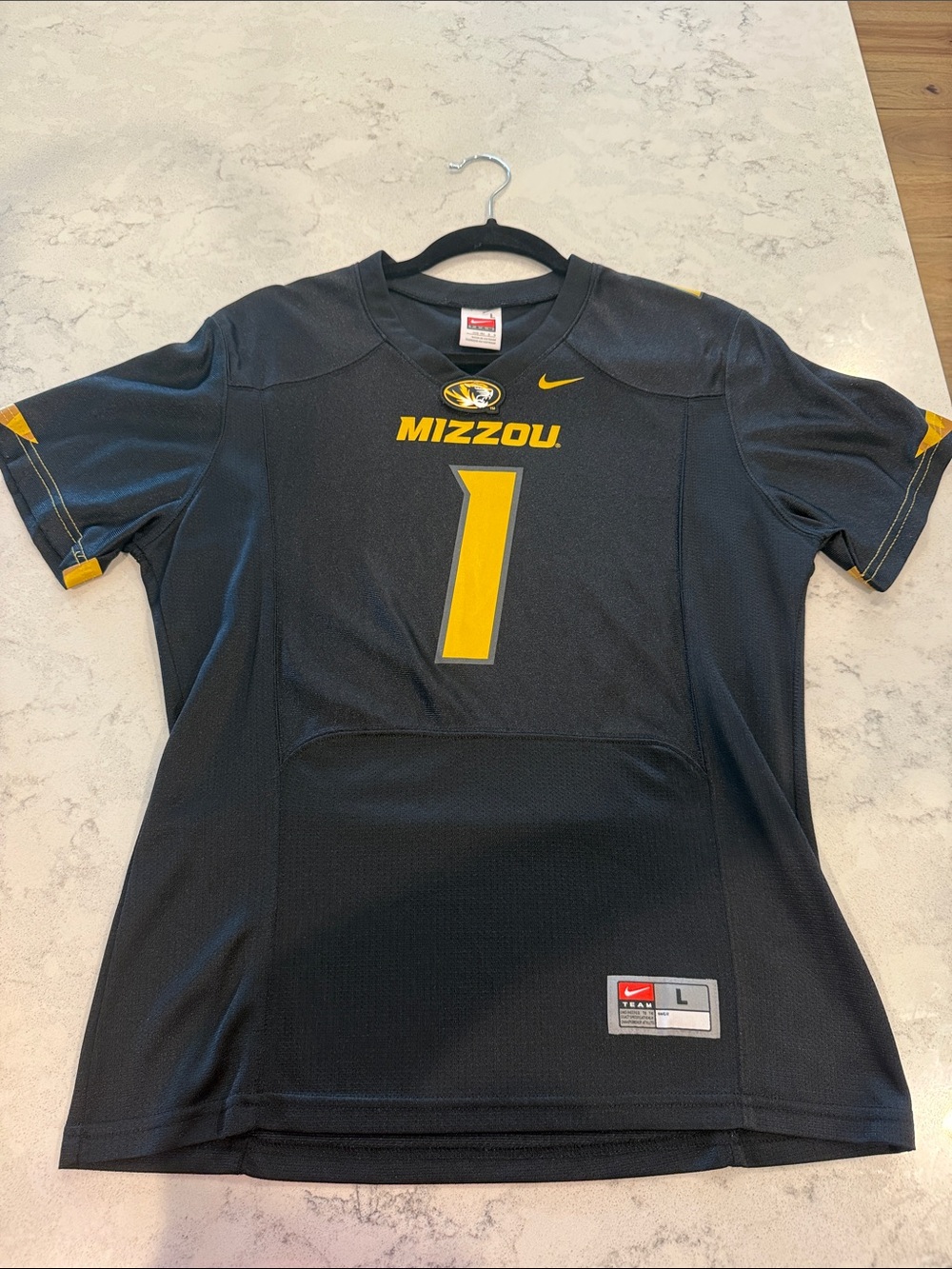 Nike Black & Yellow Mizzou #1 Women’s Football Jersey